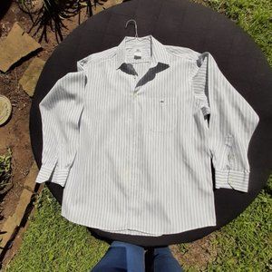 Lacoste Men's Dress Shirt Blue Stripe Size 46